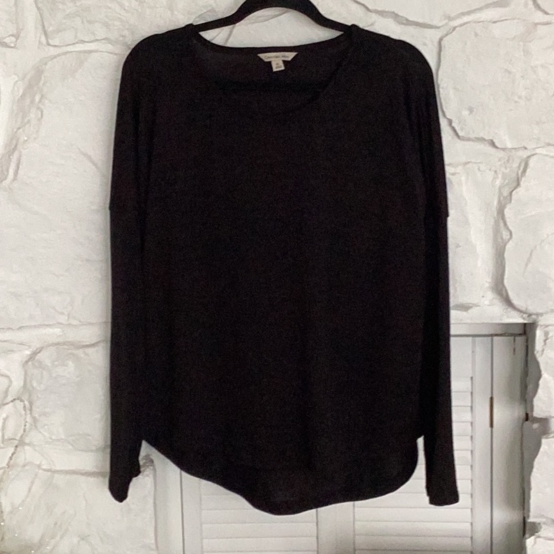 Calvin Klein Xl Long Sleeve Ladies Top Raglan Sleeves Shirt Tail Hem Variagated